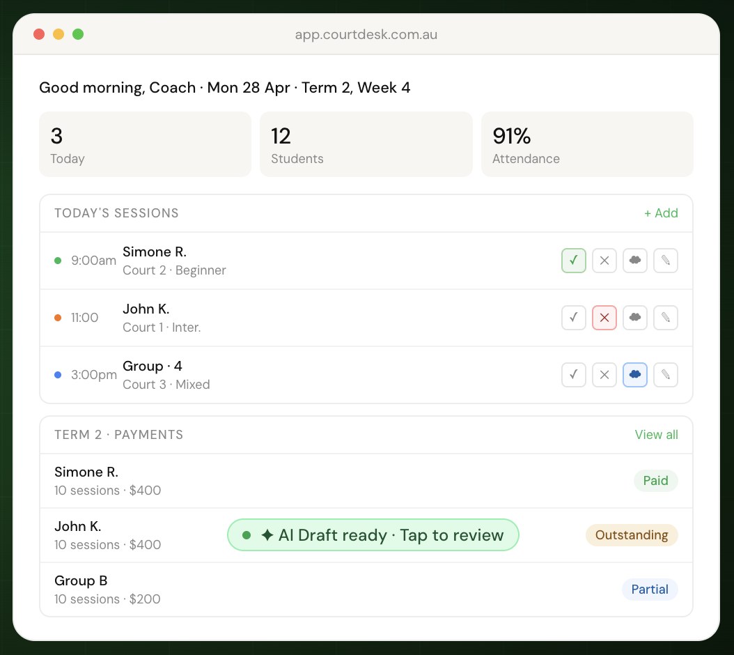CourtDesk dashboard